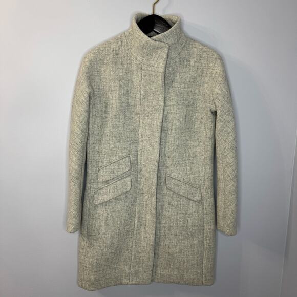 J Crew Cocoon Coat Italian Stadium Cloth Wool Blend Nello Gori Grey Classic 00 - Picture 2 of 12